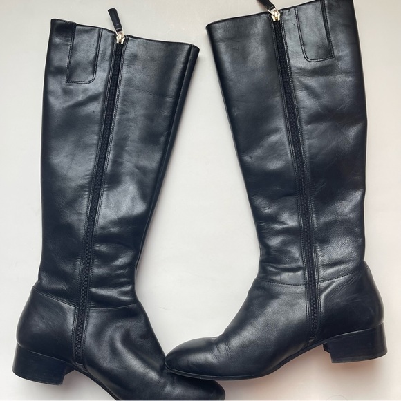 Nine West Oreyan Tall Black Leather Boots Studded Size 9.5 - Picture 4 of 14